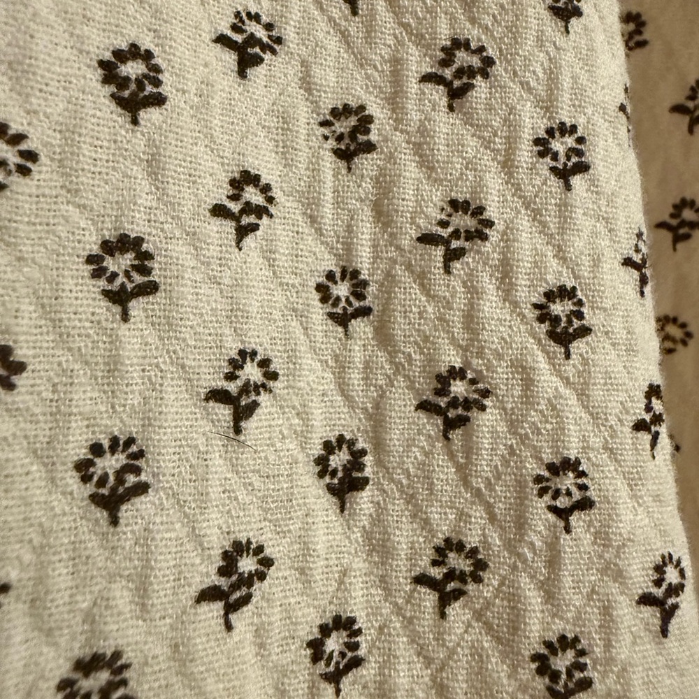 Light Cream Button-Down Shirt with Brown Flower Print - Picture 5 of 7